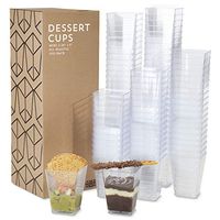 5oz. Mini Dessert Cups, 100-pack - Clear Plastic Square Cups - Tall Disposable Shooters for Tasting Parfait, Fruit, Cake, Ice Cream, Sauces, Jelly Shots & Appetizers - Parties, Catering & Restaurants