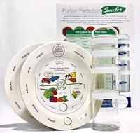 Bariatric Surgery 8 Inch Melamine Plates (x2) Plus 100 Cal Snack Container Set with Easy Instructions for After Gastric Bypass, Sleeve Gastrectomy or Band. Balance Protein, Carbs & Vegetables