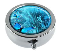 Top A Butterfly Custom Personalized Round Pill box Decorative Box Vitamin Container Pocket Or Wallet (Butterfly-3)