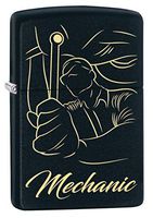 Zippo Lighter: Mechanic Working, Engraved - Black Matte 80601