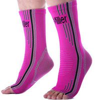 Doc Miller Ankle Brace Compression - 1 Pair Support Men Women Best Foot Sleeve Achilles Tendonitis Plantar Fasciitis Arthritis Fracture Reduces Swelling Pain Relief Orthopedic (Solid Pink, L)