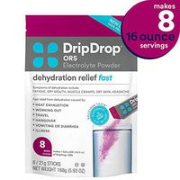 DripDrop ORS – Patented Electrolyte Powder for Dehydration Relief Fast - For Workout, Hangover, Illness, Sweating & Travel Recovery - Berry - 8 x 16oz Servings