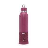Aquio IBTB2UU Double-wall Steel Insulated Hydration Bottle with Rechargeable Bluetooth Wireless Speaker, Powered by iHome, Merlot