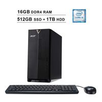 2020 Newest Acer Aspire TC 885 Desktop, Intel 6-Core i5-8400 up to 4.0 GHz, Intel UHD 630, 16GB DDR4 RAM, 512GB SSD (Boot) + 1TB HDD, WiFi, Bluetooth, HDMI, Windows 10 Home