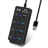 USB Hub USB 3.0 Ports Hubs Data Hub, Individual On/Off Switches,for MacBook, Mac Pro/Mini, iMac, Surface Pro, XPS, PC, Flash Drive (4-in-1)