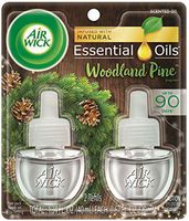 Air Wick plug in Scented Oil 2 Refills, Woodland Pine, Holiday scent, Holiday spray, (2x0.67oz), Essential Oils, Air Freshener, Packaging May Vary