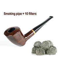 MAYBAO Straight Tobacco Smoking Pipe with 10 Pipe Screen Filters