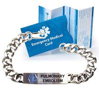 Pre-Engraved"Pulmonary Embolism" Traditional Stainless Steel Medical ID Bracelets for Men