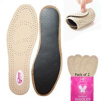 2 Pairs Premium Leather Insole Comfortable Shoe Pads, Mens or Womens Breathable Shock Absorber Insoles (EU 43-44-2 Pair)