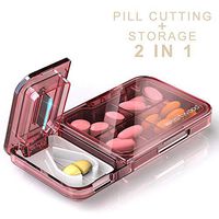 Diamerd Pill Cutter Splitter Crusher for Small or Large Pills Including Four Grid Pill Organizer for Tablet Vitamin and Big Medicine (Satin Red)