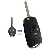 KEMANI Brand New Uncut 4 Button Right Groove Blade Flip Folding Replacement Keyless Romote Entry Key Case and Button Pads Fit For Mitsubishi Outlander Lancer Eclipse Galant 3 Button+Panic
