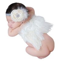 ZTL Newborn Baby Photography Props Angel Wings and Flower Headband Set Photo Prop Costume