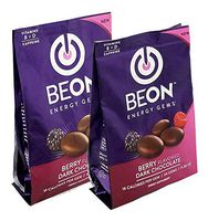 BeON Energy Boost Gems (Energems), Berry Dark Chocolate 133 mg Caffeine & B6 B12 D-Vitamins Per Serving, 72 chocolate gems