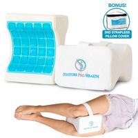 Posture Pro Health Memory Foam Orthopedic Knee Pillow with Cooling Gel & Adjustable Strap | Back, Hip, Knee Support Cushion for Side Sleepers & Pregnant Women | Bonus Cover | Best in Comfort & Design