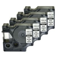 NEOUZA Compatible for DYMO 18444 Rhino Industrial Black on White Permanent Vinyl Label Tape 12mm 1/2" Rhino 4200 5200 6000(4PK)