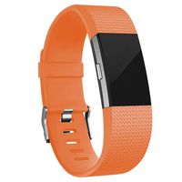 iGK Replacement Bands Compatible for Fitbit Charge 2, Adjustable Replacement Bands with Metal Clasp Classic Edition Light Orange Large