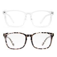 IFHTech Blue Light Blocking Glasses, Anti Eye Strain Headache (Sleep Better),Computer Reading Glasses UV400 Transparent Lens (Transparent&Leopard)