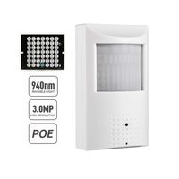 POE PIR Indoor IP Camera Security, Revotech H.265 HD 3MP 3.7mm Wide Angle Pinhole 940nm Invisible IR LEDs Night Vision Hidden Cam Spy Motion Detection ONVIF P2P Surveillance CCTV System(IPIR-P White)