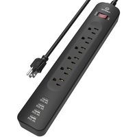 Witeem Surge Protector Smart Power Strip with 4 USB Charging Ports, 6 Power Outlets 6 Foot Power Cord, Black