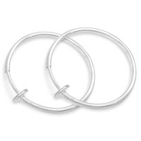 Aloha Earrings - Clip On Hoop Earrings for Women - Silver and Gold-Tone Brass Spring Hoops for Non-Pierced Ears (Bright Silver Medium)