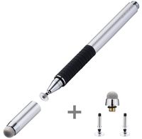 CCIVV Stylus Pen 2 in 1 Fine Point & Mesh Tip for Touch Screen, Compatible for Tablet and Cellphone (1Pc, Silver)