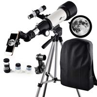 Telescope, Travel Scope, 70mm Aperture 400mm AZ Mount Astronomical Refractor Telescope for Kids Beginners - Portable Travel Telescope with Carry Bag, Smartphone Adapter