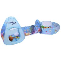 Fine Youth Kids Play Tent, Crawl Tunnel and Ball Pit, Pop Up Playhouse for Girls and Boys, Knight Castle for Kids for Indoor & Outdoor Child Tent with Ball Pit Play House (Sky Blue)