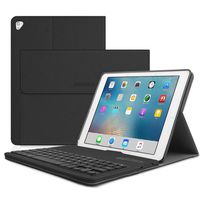SENGBIRCH Compatible Keyboard Case iPad 9.7 2017 - iPad 9.7 2018 - iPad Air 2 - iPad Air 1 - iPad Pro 9.7, PU Leather, Detachable Keyboard, Wireless Connect, iPad Case with Keyboard, Black