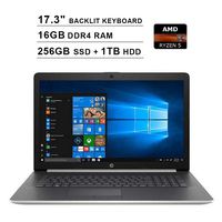 2019 Newest HP Pavilion 17.3 Inch Touchscreen Laptop (AMD 4-Cores Ryzen 5 3500U up to 3.7 GHz, AMD Radeon Vega 8, 16GBDDR4 RAM, 256GB SSD (Boot) + 1TB HDD, Backlit KB, DVDRW, WiFi, HDMI, Windows 10)