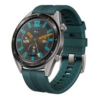 SUNG-LL Huawei Watch GT 2019 (46mm) BT Version, Water Proof, Titanium Grey Stainless Steel - Fluoroelastomer Band Active Dark Green
