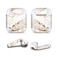 Masino Creative Bluetooth Headset Protective Sticker Full Protector Skin Decal Cover for Apple AirPods (2016 Released) (for Apple AirPods, Decal- Marble- White)