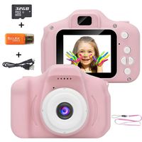 Kids Camera Digital Camera for Kids 5.0 MP FHD Digital Video Recorder Shockproof Action with 2 Inch IPS Screen and 32GB SD Card for Christmas Kids Gift (Pink)