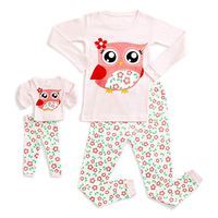 Clothful &#x1F493; Doll & Girls Pajamas Baby Cartoon Tops Pants Family Sleepwear Matching Sets (9-10 Years Old, White)