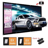 120 100 Inch 16:9 HD Projector Screen with Hook and Double-Sided Adhesive, Portable Video Screen Widescreen Foldable Anti-Crease Movies Screen for Home Theater Outdoor Indoor (White, Sale-120inch)