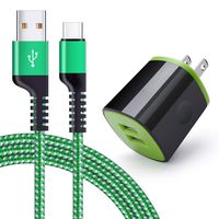 AndHot 2.1A Dual Port USB Wall Charger Adapter with 6ft Fast Charging USB Type C Cable Compatible with LG Stylo 4 V40/V35/G7 ThinQ V20 G6, Moto G6/G6 Plus/Z3,Google Pixel 3/2 XL,Samsung S9 S8 Note 8