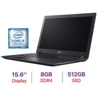 Acer Aspire 3 15.6-inch HD Laptop PC, Intel Core i5-7200U Processor 2.5GHz, 8GB DDR4 RAM, 512GB SSD, Bluetooth 4.1, HDMI, Webcam, Stereo Speakers, WiFi, Intel HD Graphics 620, Windows 10