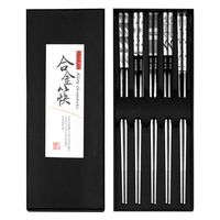 HuaLan Metal Alloy Chopsticks Stainless Steel Lightweight Chopsticks 5 Pairs Gift Set