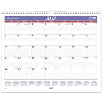 AT-A-GLANCE 2019-2020 Academic Year Wall Calendar, Medium Wide, 15" x 12", Wirebound, Plan-A-Month (AY828)