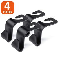 HOUSE DAY Houseday Car Seat Headrest Hooks for Car - Back Seat Organizer Hanger Storage Hook, Car SUV Black, Purse Hook for Car Handbag Clothes Umbrellas Coats Grocery Bags & More!（ 4 Pack）