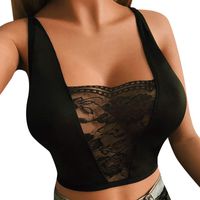 Women's Vest Bra,Sexy Lace Floral See-Through Deep V Bralette Bra Lingerie Corset Push Up Top Underwear Gogoodgo Black