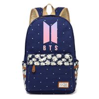 JUSTGOGO Korean Casual KPOP BTS Bangtan Boys Backpack Daypack Laptop Bag College Bag Book Bag School Bag (Dark Blue 6)