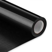 PU HTV Vinyl Rolls - 12 Inch × 10 Feet Heat Transfer Vinyl, Easy Cut & Weed Compatible with Cameo Silhouette & Cricut, Iron on Vinyl for Design DIY T-Shirts, Hats, Clothing and Other Textiles(Black)