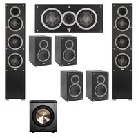 Elac 7.1 System with 2 Debut F5 Floorstanding Speakers, 1 Debut C5 Center Speaker, 4 Debut B5 Bookshelf Speakers, 1 BIC/Acoustech Platinum Series PL-200 Subwoofer