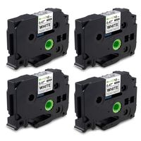 Compatible Ptouch Label Maker Tape, TZe 12mm 0.47 Inch Laminated Black on White Standard TZe231 Tape Compatible with Brother PTH100 PTD210 Label Maker, 4-Pack