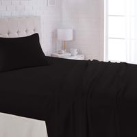 AmazonBasics Lightweight Super Soft Easy Care Microfiber Sheet Set with 16" Deep Pockets - Twin, Black