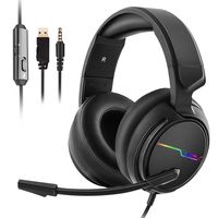 Jeecoo Stereo Gaming Headset for PS4, Xbox One S - Noise Cancelling Over Ear Headphones with Microphone - LED Light Soft Earmuffs Bass Surround Compatible with Xbox One PC Laptop Nintendo Switch Games