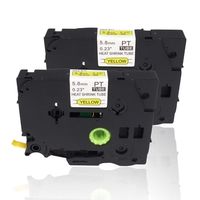 Molshine Compatible Heat Shrink Tube Label Tape, Replacement for Brother HSe611 HSe-611 HS-611 HS611 Black On Yellow 6mm x 1.5m (1/4 inch x 4.9 feet), 2 Pack