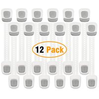 Child Safety Cabinet Locks - Baby Proof Strap Latches for Refrigerator, Cabinets, Fridge, Doors, Drawers, Toilet Seat - 3M Adhesive, No Drilling Needed, Multi-Purpose Use (12-Pack)