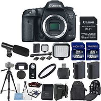 Canon EOS 7D Mark II 20.2MP CMOS Digital SLR Camera Body Only with W-E1 Wi-Fi Adapter, 2pc Commander 32GB Memory Cards, LED Light, Extra Battery, Card Reader, UV Filter, Backpack Case, Tripod (14 Items)