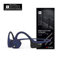 AfterShokz Air Open-Ear Wireless Bone Conduction Headphones with Brilliant Reflective Strips, Midnight Blue, AS650MB-BR